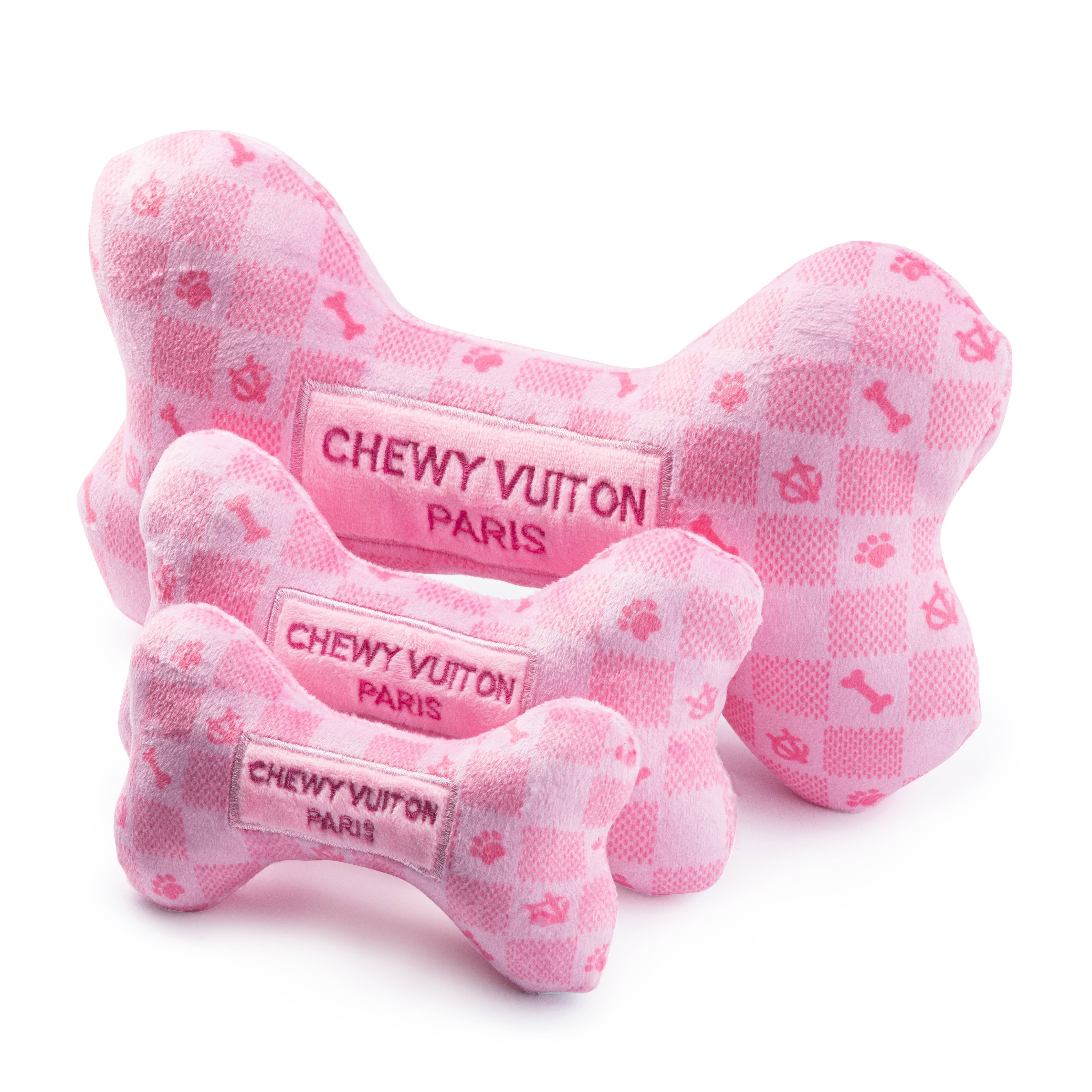 Image of Haute Diggity Dog - Pink Checker Chewy Vuiton Bone by Haute Diggity Dog